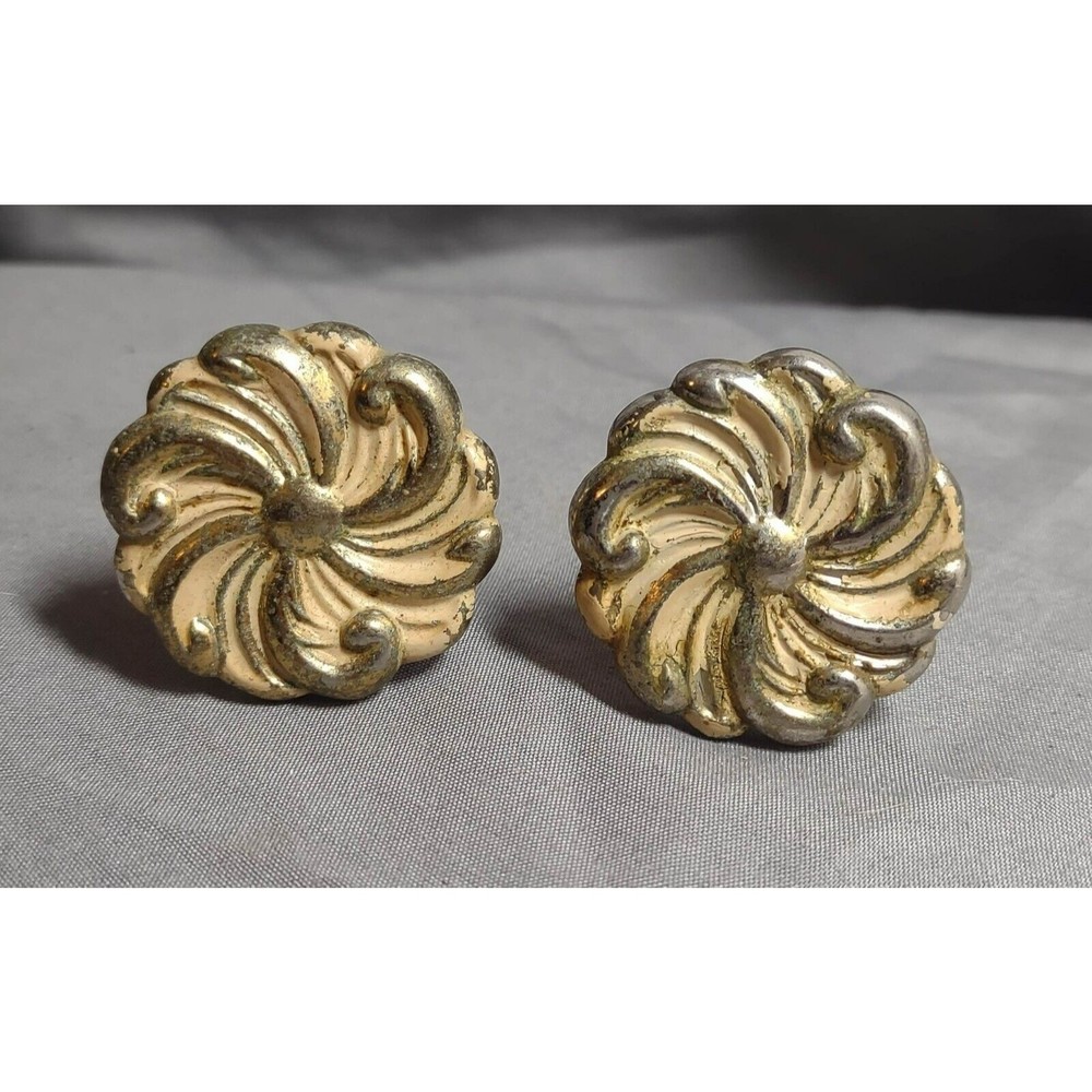 2 VINTAGE BRASS PULLS CABINET DRESSER DRAWER HARDWARE